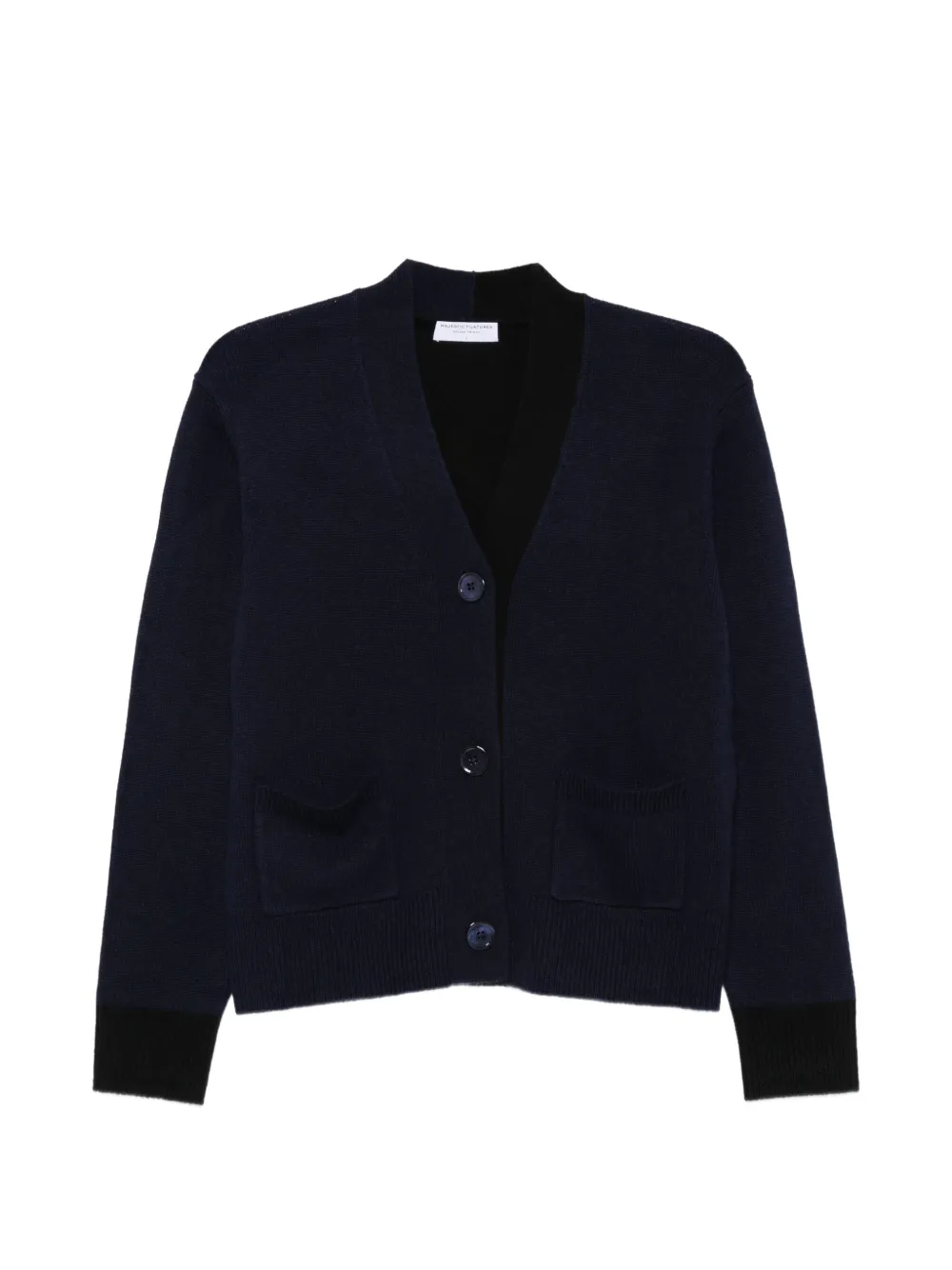 Majestic Colour-block Button-up Cardigan In Blue