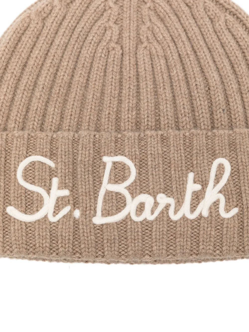 MC2 Saint Barth Wengen embroidered ribbed-knit beanie hat Beige