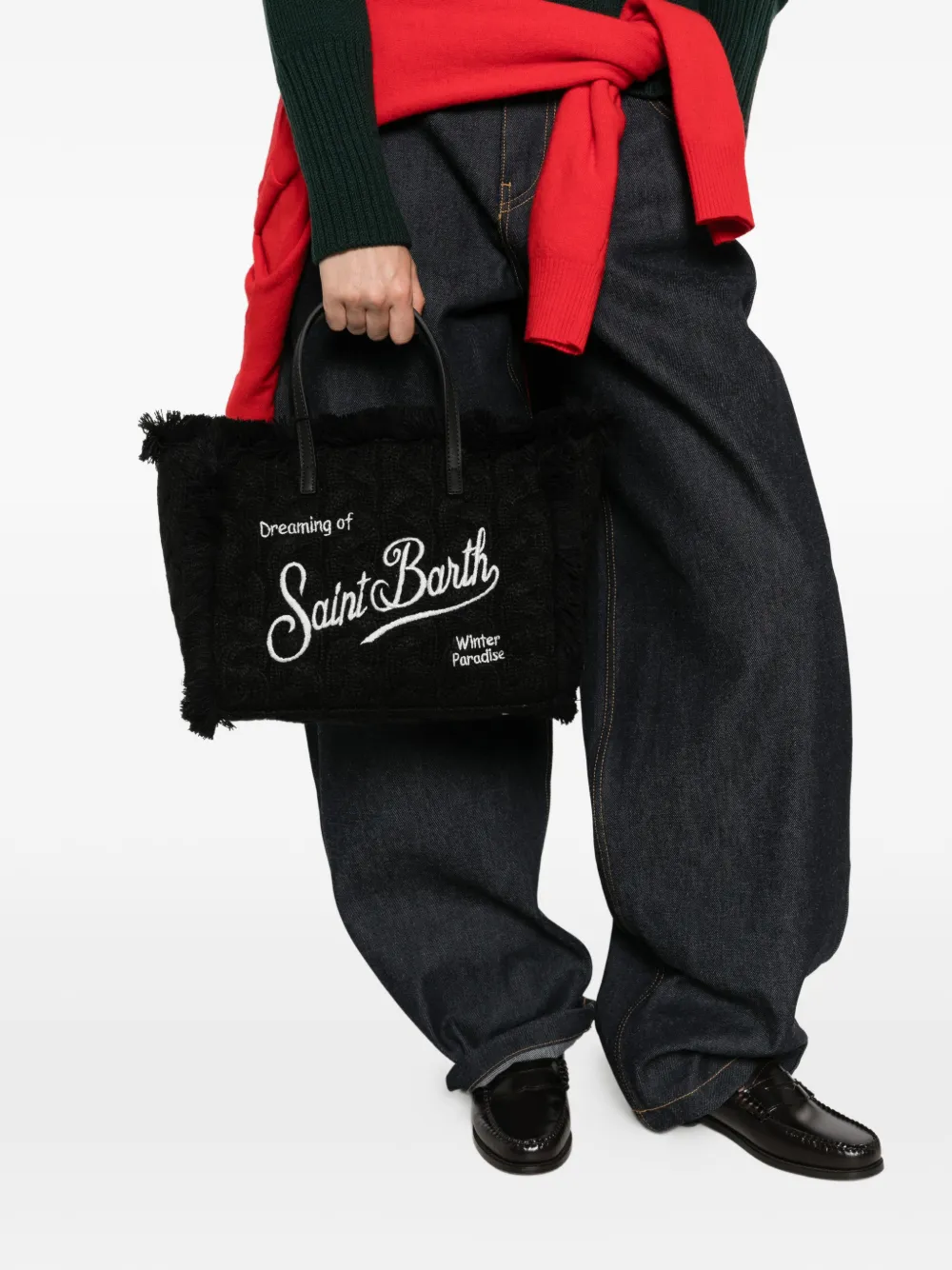 MC2 Saint Barth Colette shopper met franje Zwart