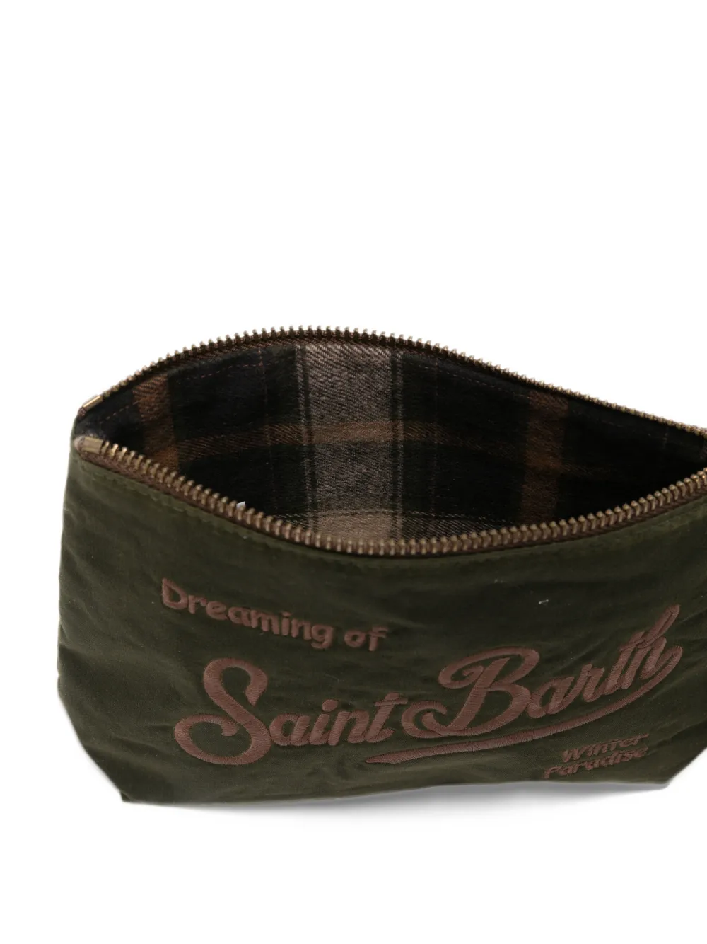 MC2 Saint Barth Aline Wax logo-embroidered clutch bag Groen