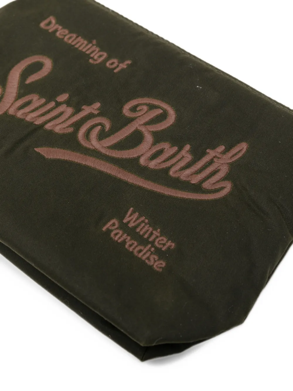 MC2 Saint Barth Aline Wax logo-embroidered clutch bag Groen