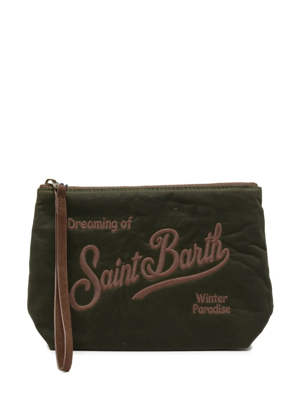 MC2 Saint Barth Aline Wax logo-embroidered clutch bag Groen