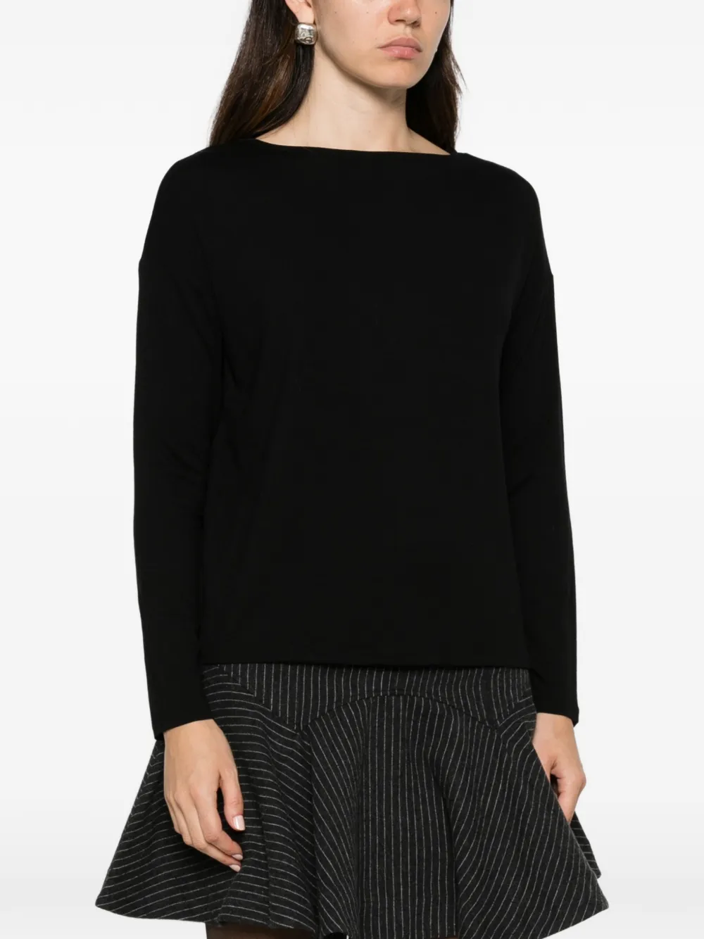 Majestic Filatures T-shirt met lange mouwen Zwart