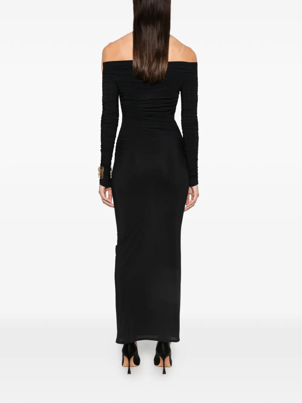 Amazuìn Janis off-shoulder maxi-jurk met ruches Zwart