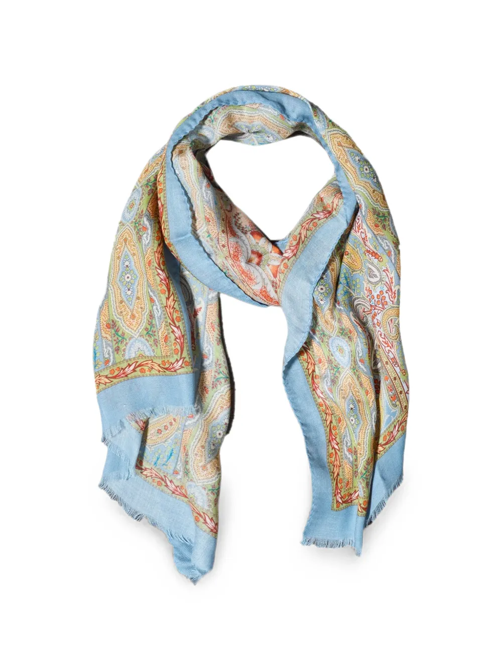 ETRO paisley-print frayed scarf - Blau