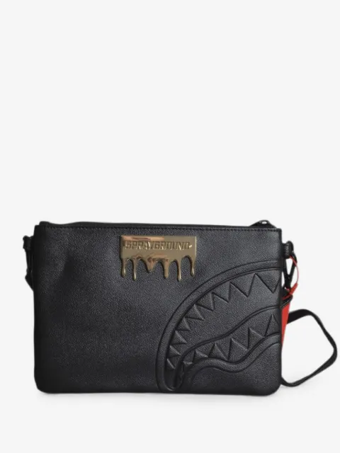 Sprayground Shark Mouth logo-plaque clutch bag