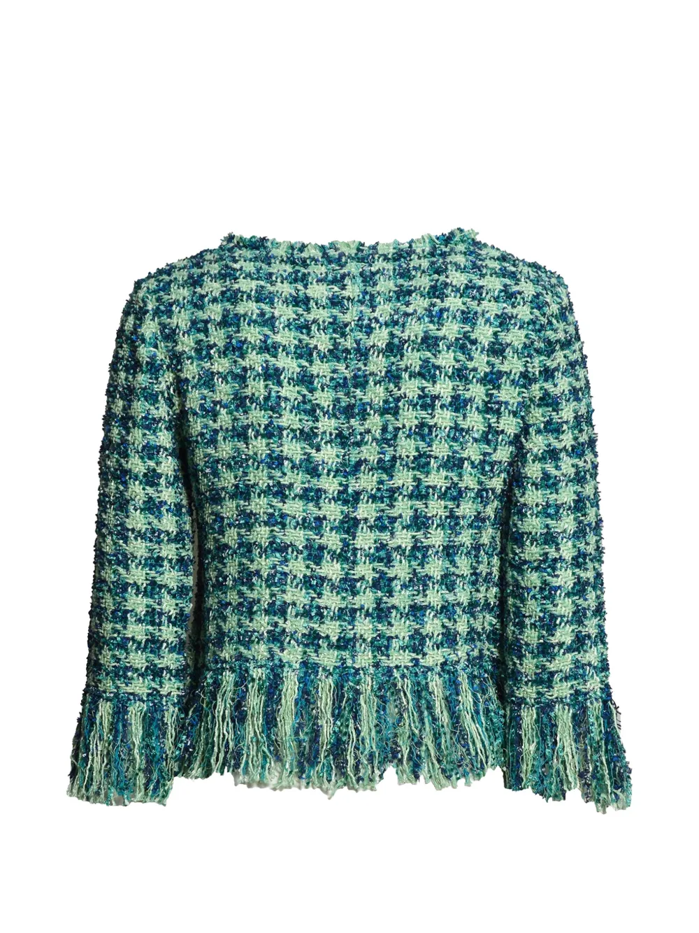 Charlott Jack met pied-de-poule print en franje Groen