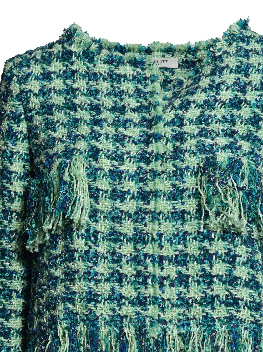 Charlott Jack met pied-de-poule print en franje Groen