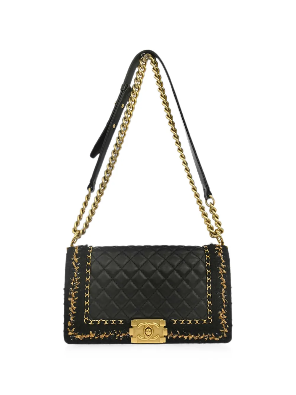 CHANEL Pre-Owned 2016 Boy Tweed shoulder bag - Nero