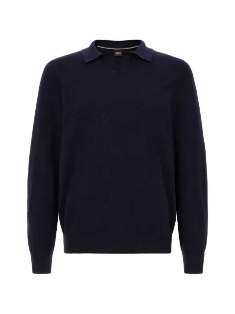 BOSS H-Lomarino textured-knit polo shirt