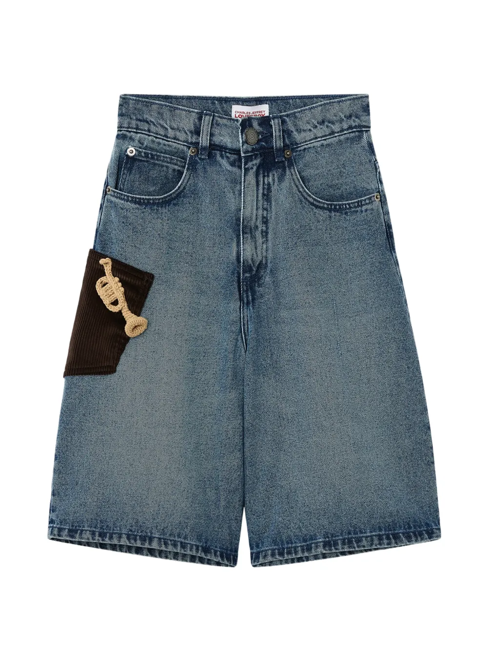 Charles Jeffrey Loverboy trumpet-patch corduroy-pocket shorts - Blau
