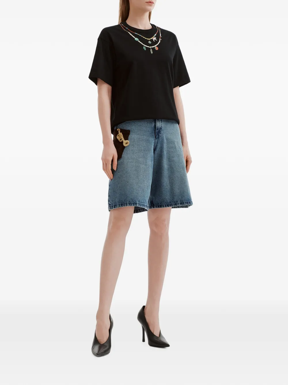 Charles Jeffrey Loverboy Shorts met ribfluwelen zak en trompet-patch Blauw