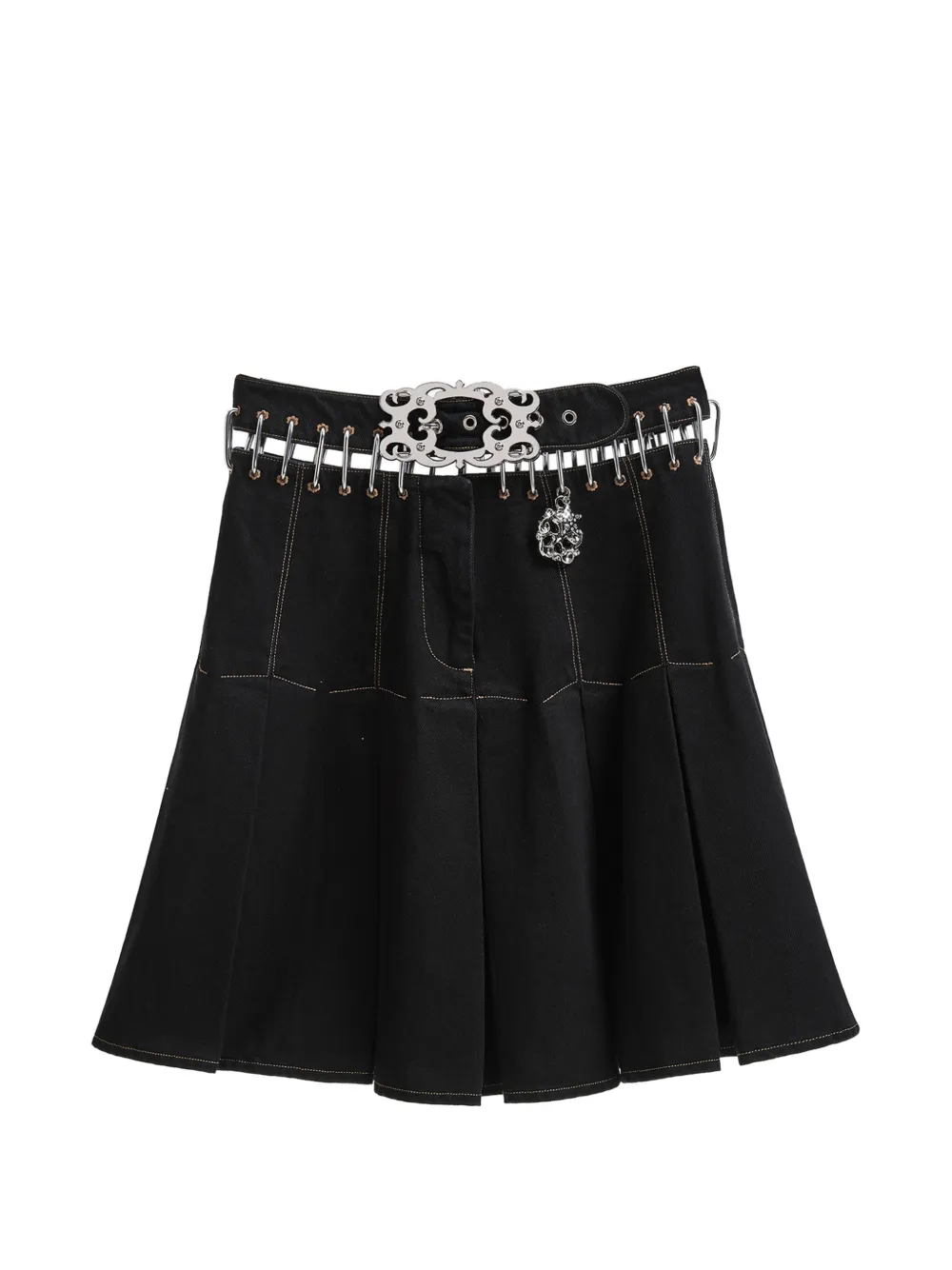 Chopova Lowena Bevo pleated carabiner-detail skirt - Schwarz