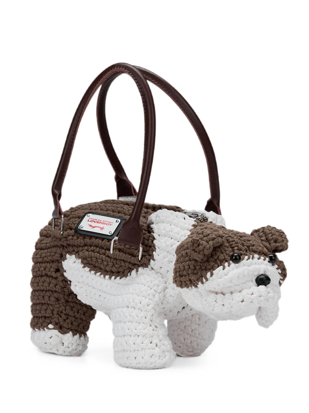 Charles Jeffrey Loverboy Bulldog Crochet Dog-shape Tote Bag In Brown