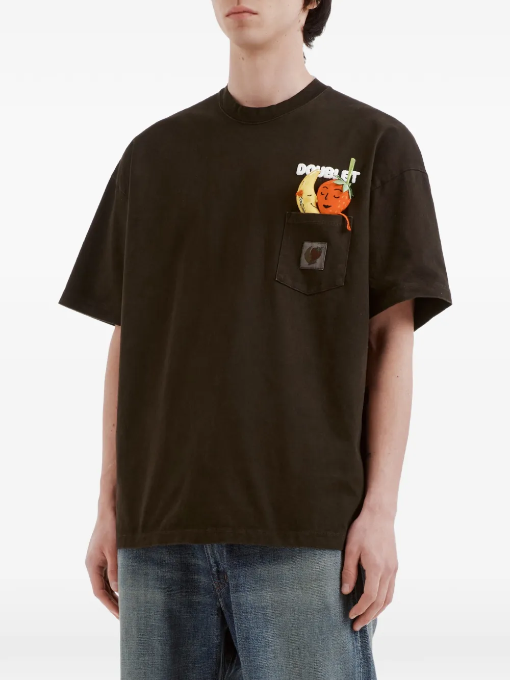 Doublet T-shirt met borstzak en patch Bruin