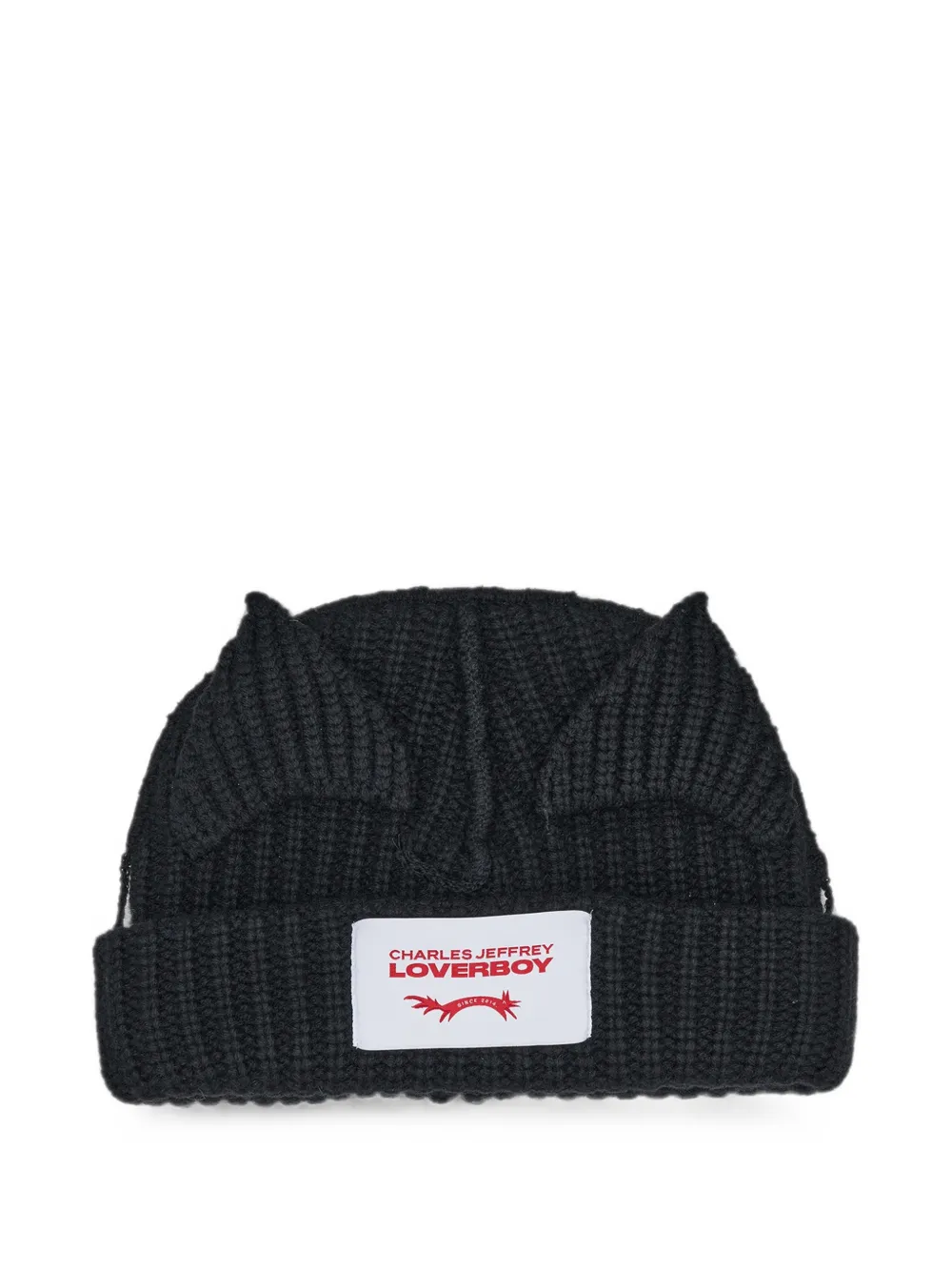 Charles Jeffrey Loverboy Chunky Ears ribbed beanie hat - Nero
