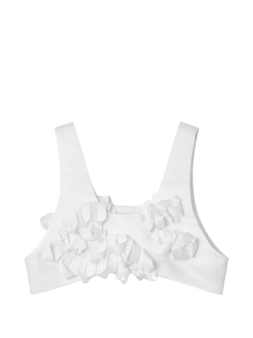 Enföld Cell Parts ruffled-trim cropped top - Bianco