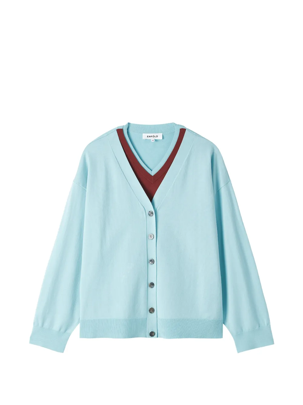 Enföld layered-detail button-up cardigan - Blu
