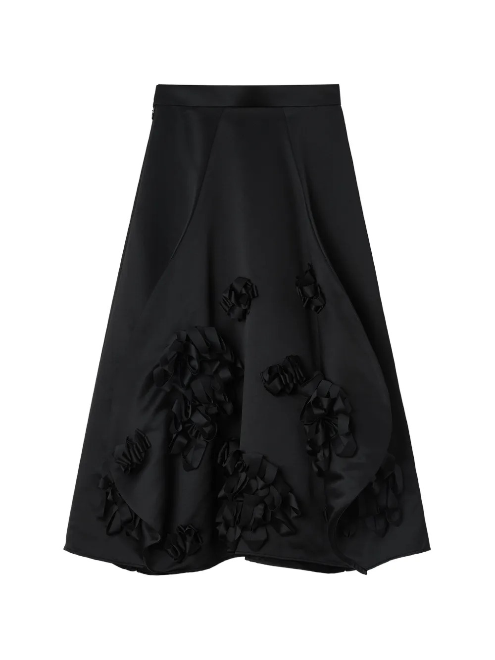 Enföld ruffled floral-appliqué midi skirt - Nero