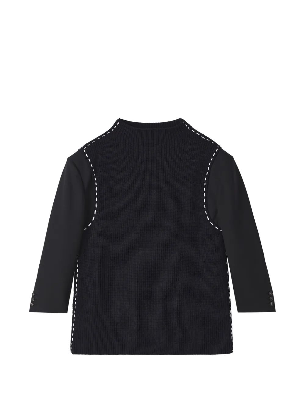 Enföld contrast-stitch panelled sweater - Nero