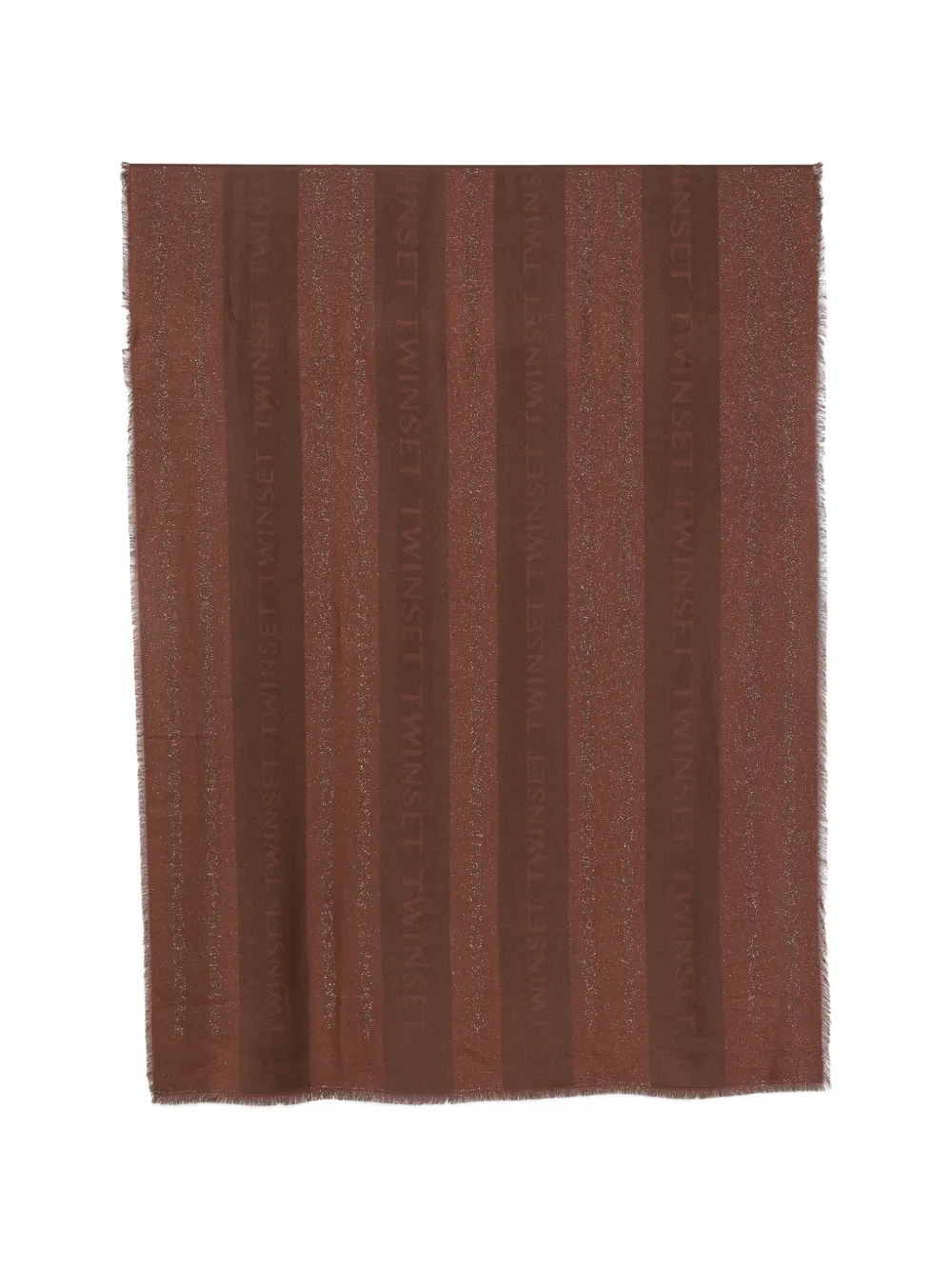 TWINSET logo-print striped scarf - Marrone