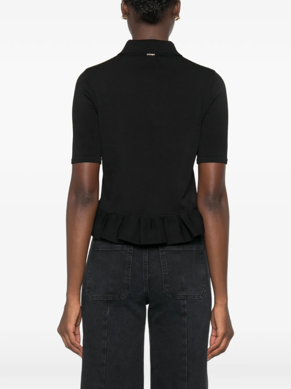TWINSET Poloshirt met ruches en hartvormige knoop Zwart