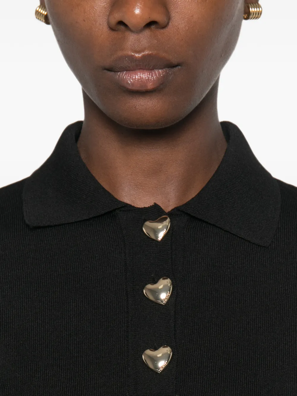 TWINSET Poloshirt met ruches en hartvormige knoop Zwart