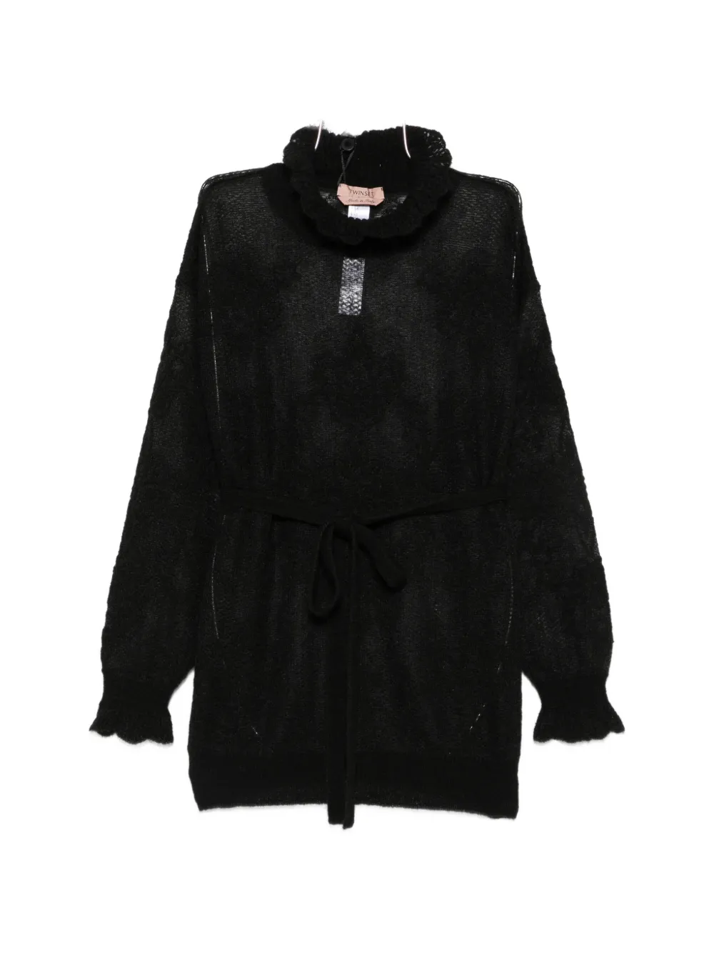TWINSET pointelle-knit belted sweater - Schwarz