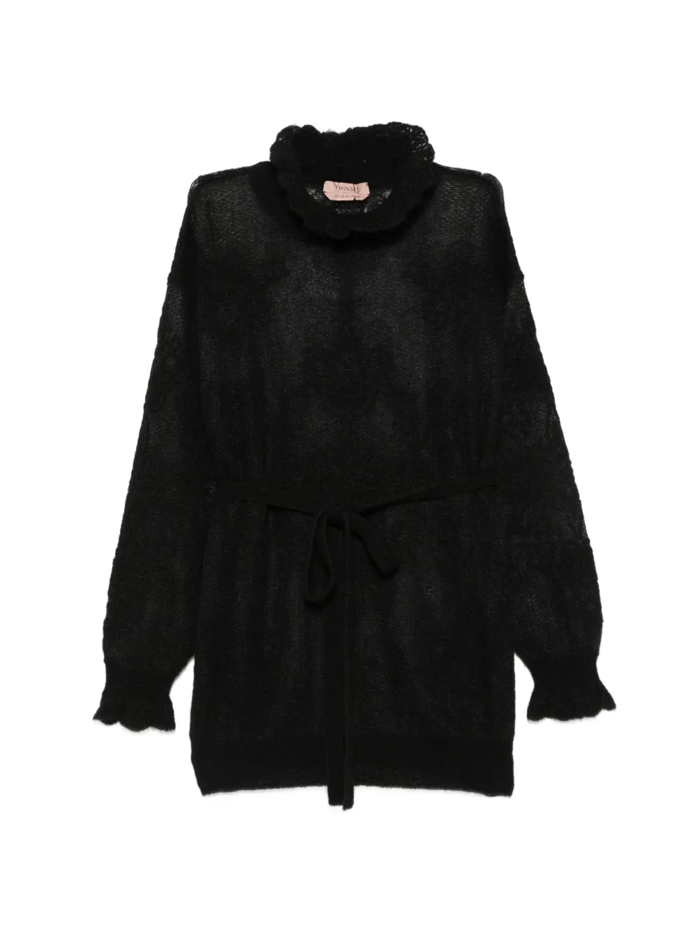 TWINSET pointelle-knit belted sweater - Nero