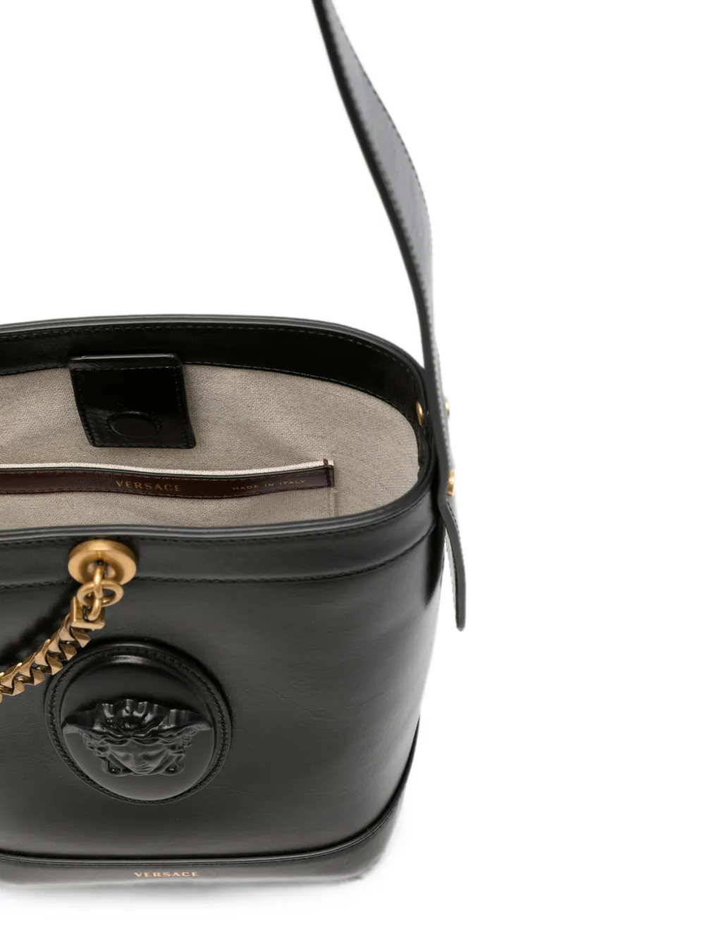 Versace Pivot mini bucket-tas Zwart