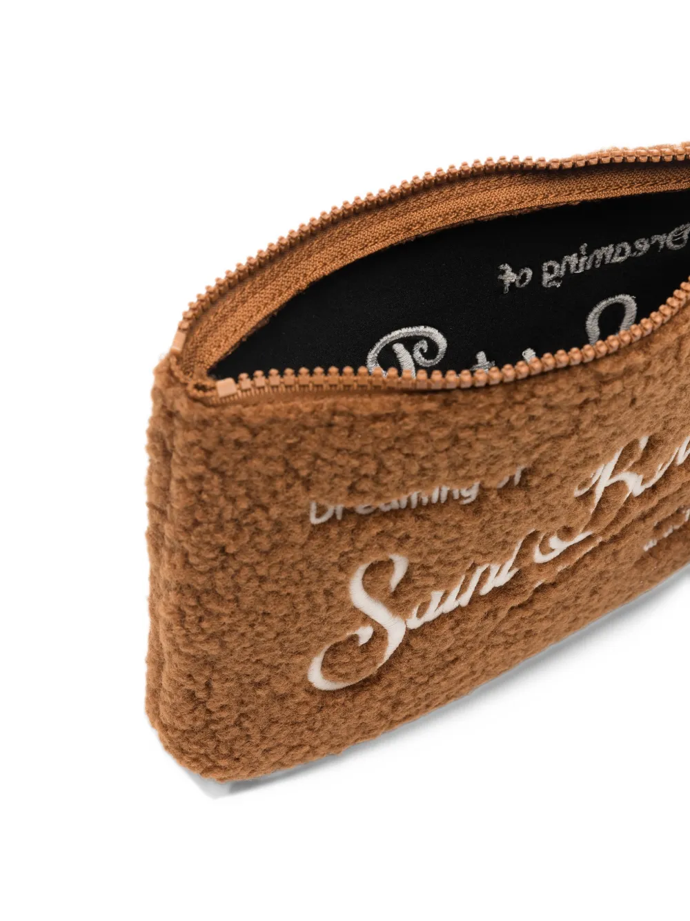 MC2 Saint Barth Aline ogo-embroidered teddy clutch bag Bruin