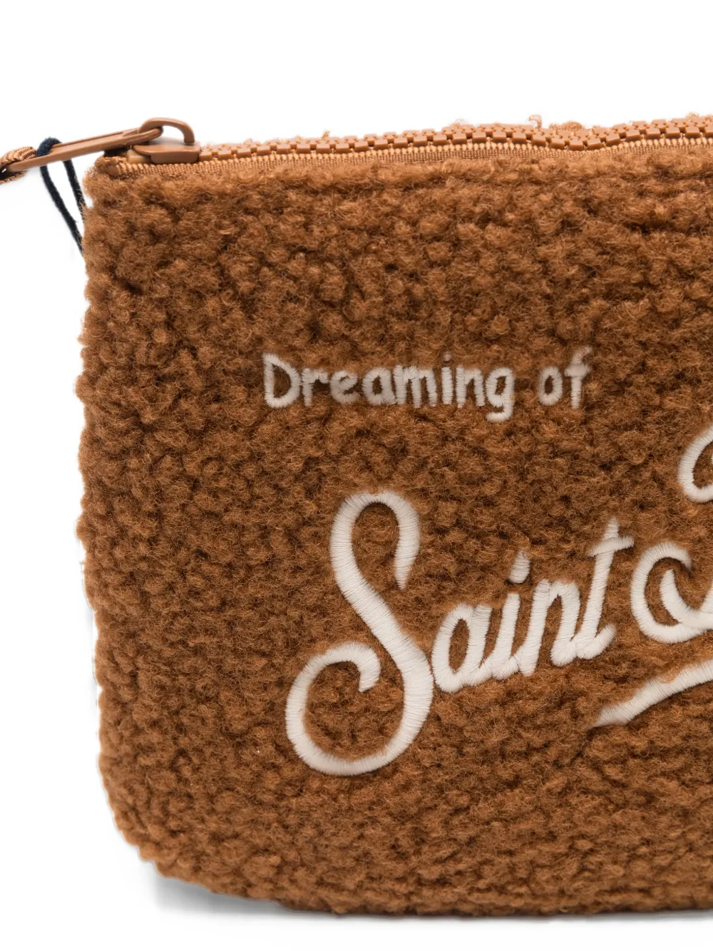 MC2 Saint Barth Aline ogo-embroidered teddy clutch bag Bruin