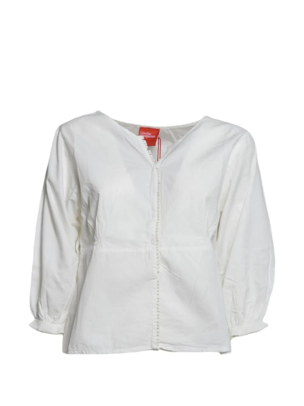 Merci bobble-trim ruched blouse - Bianco