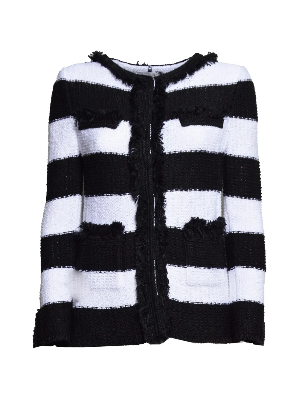 Charlott striped fringed-trim tweed jacket