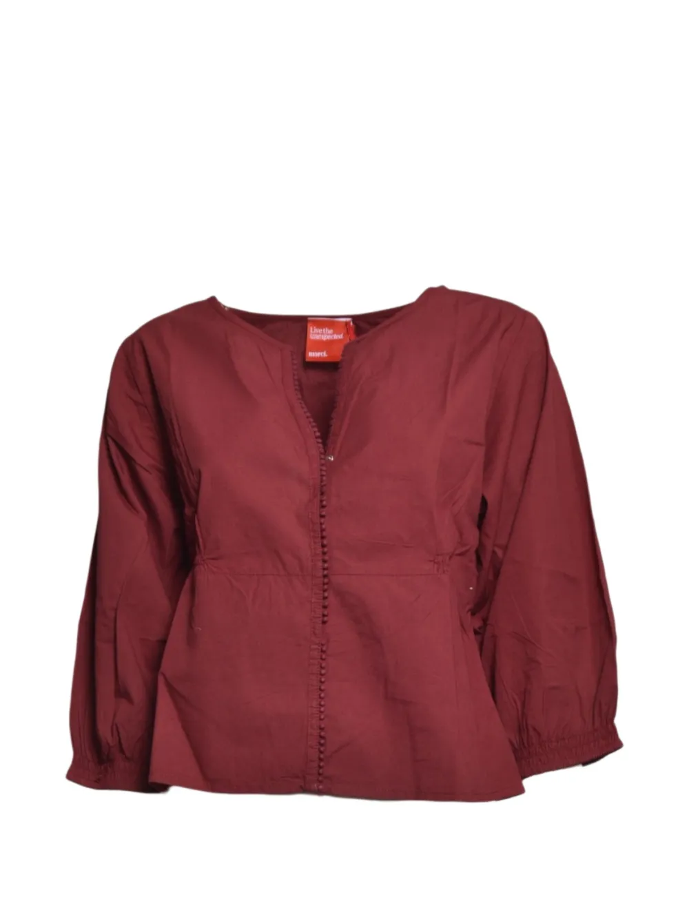 Merci bobble-trim elasticated-waist blouse - Rosso