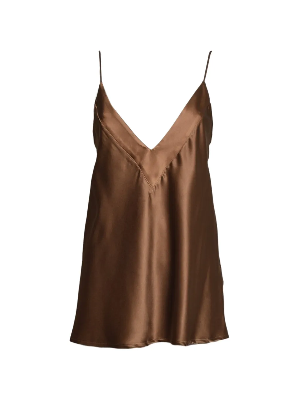 SOLOTRE satin-finish V-neck camisole top - Marrone