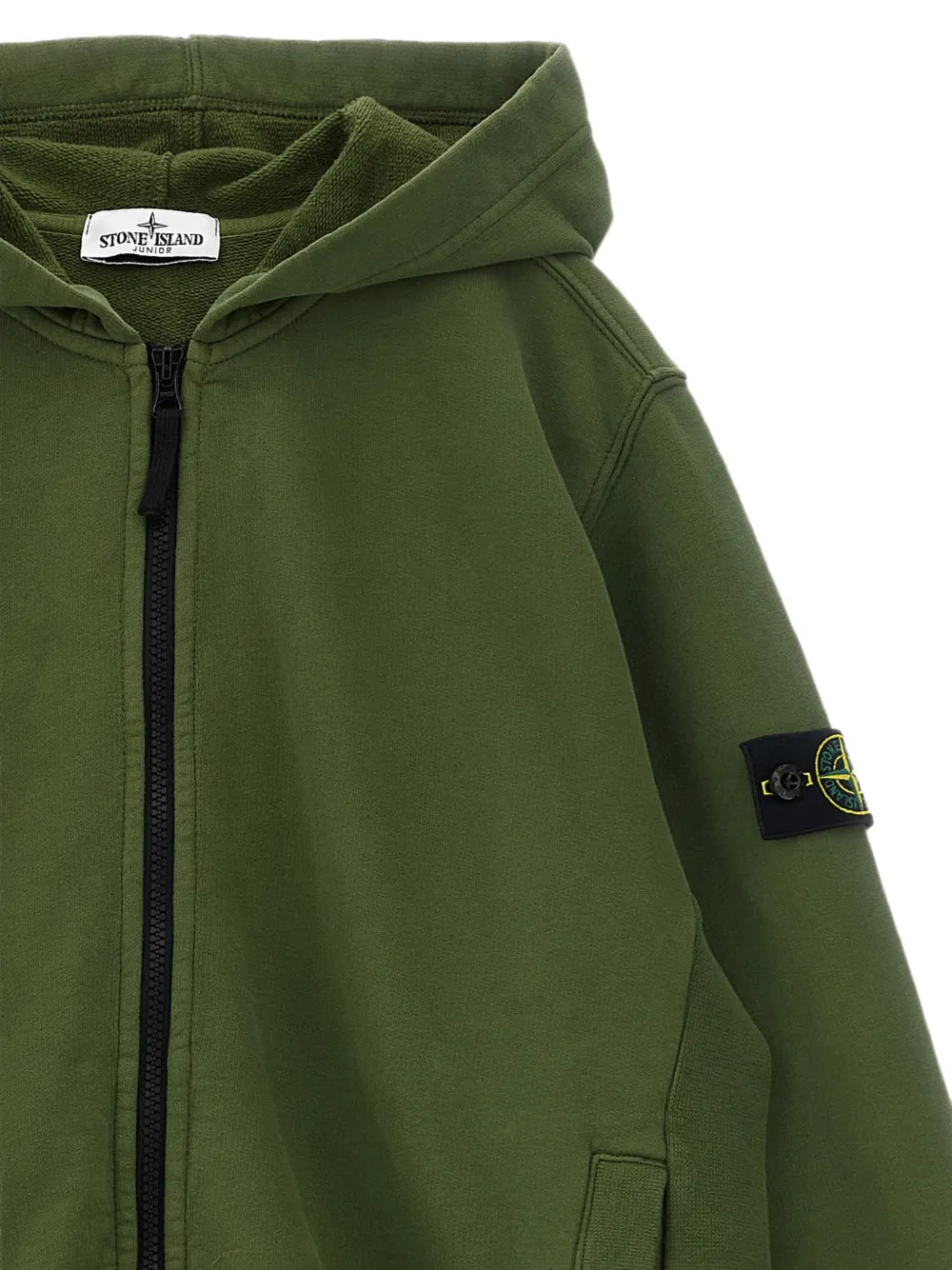 Stone Island Junior Hoodie met kompas badge Groen