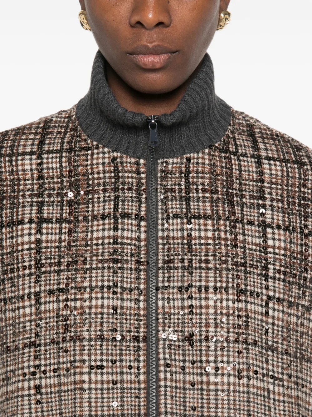 Brunello Cucinelli Bomberjack met pailletten Bruin