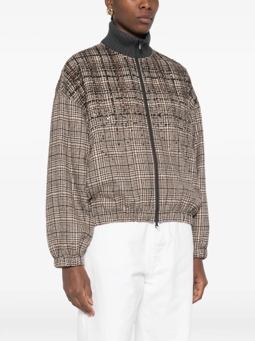 Brunello Cucinelli Bomberjack met pailletten Bruin