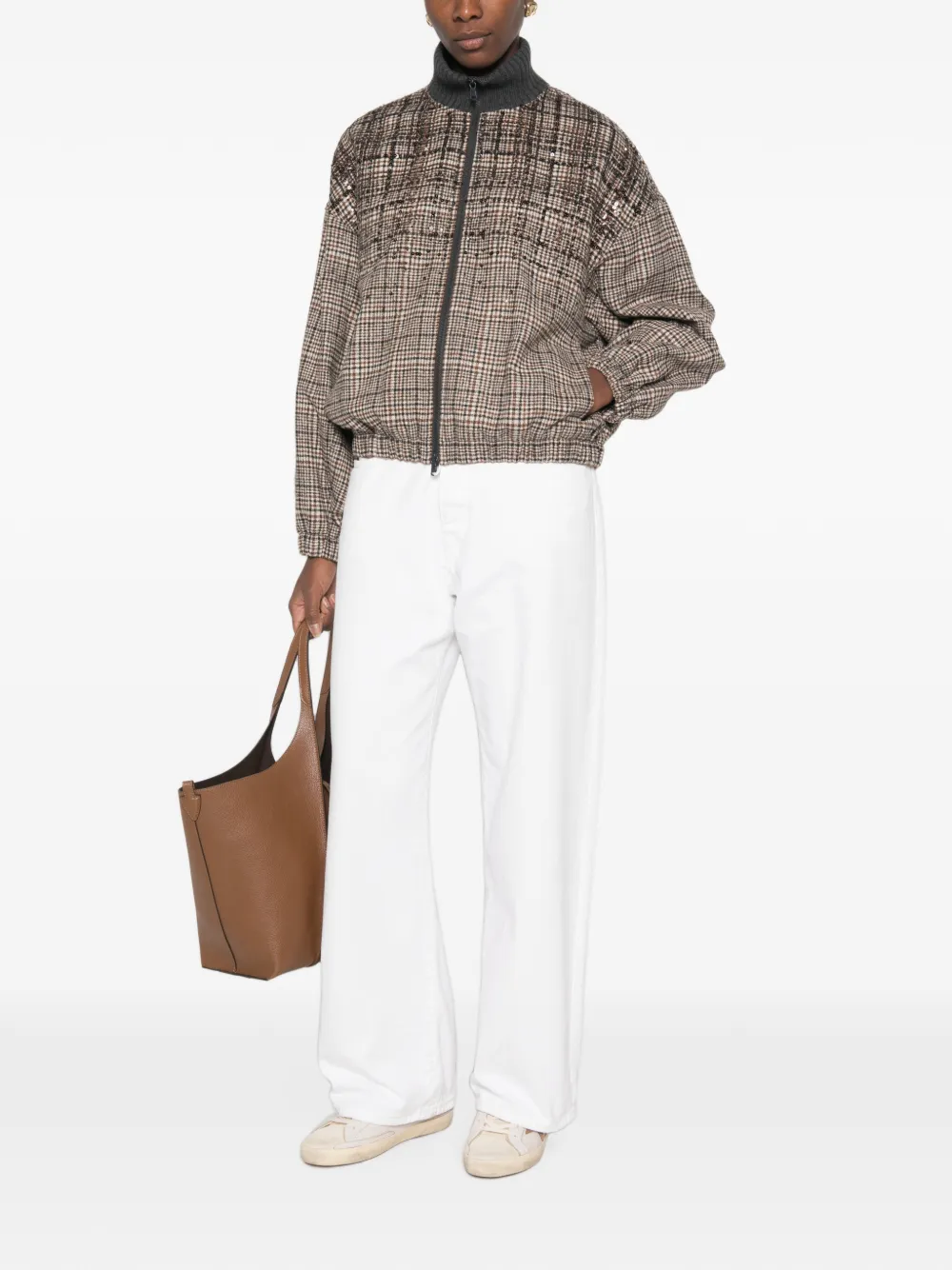 Brunello Cucinelli Bomberjack met pailletten Bruin