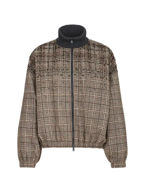 Brunello Cucinelli checked alpaca and wool Dazzling bomber jacket