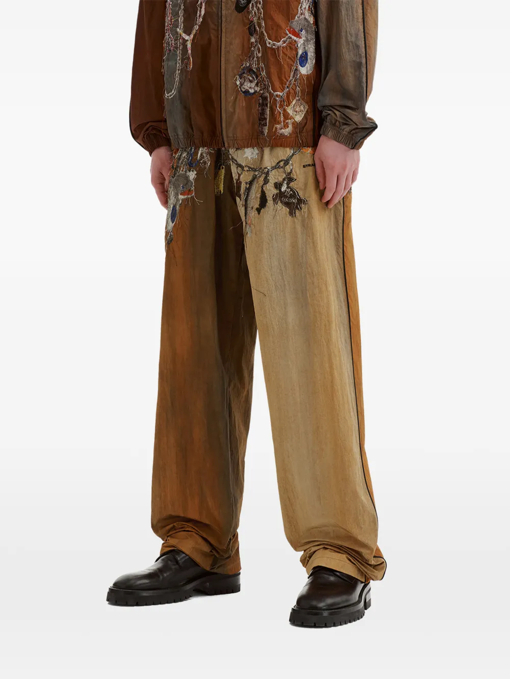 Doublet Gerafelde broek met borduurwerk Bruin