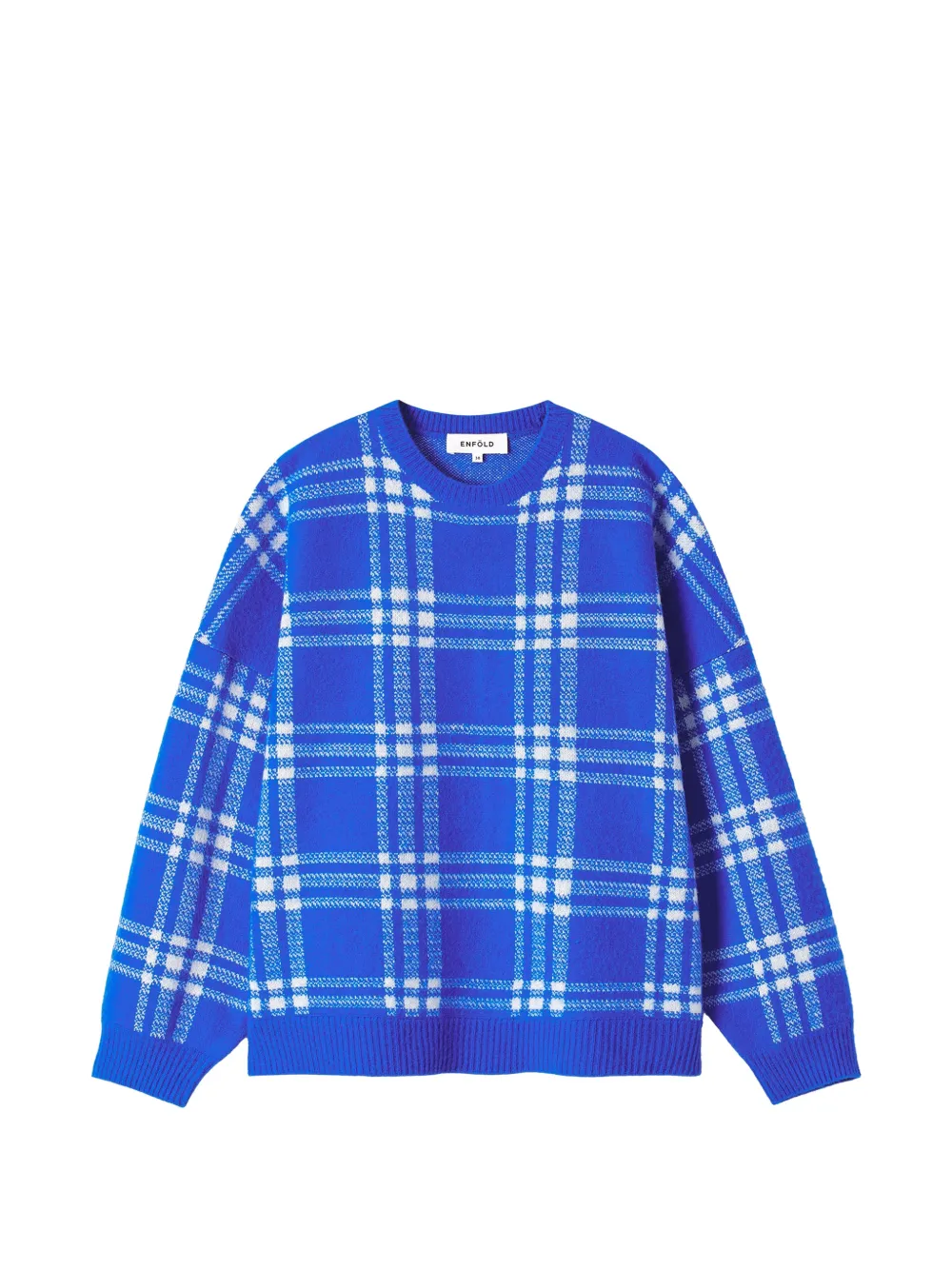 Enföld check-pattern intarsia-knit sweater - Blu