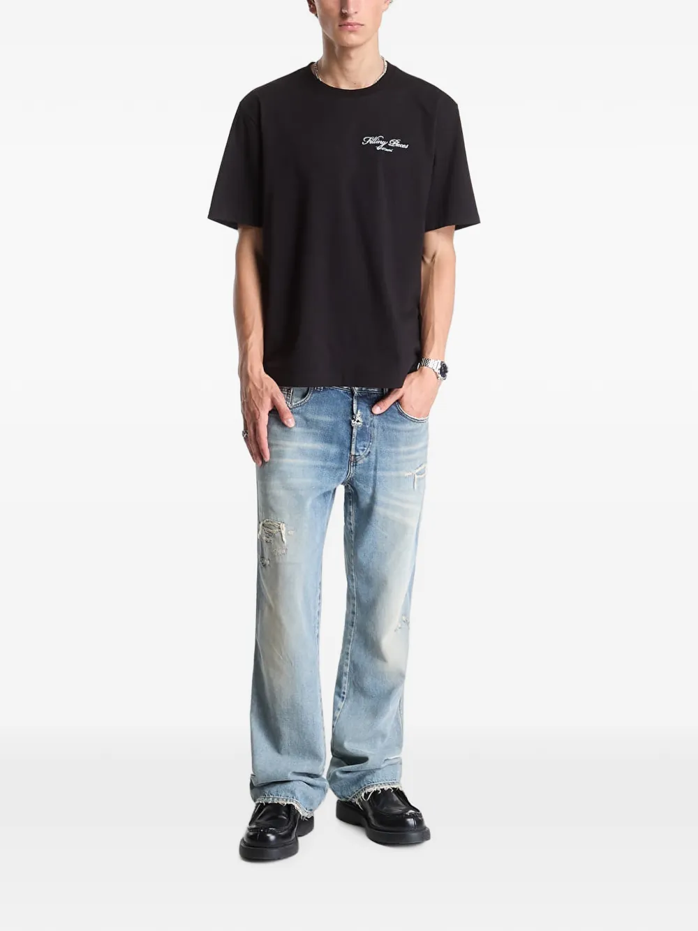 Filling Pieces Cinema T-shirt met logo-print Zwart