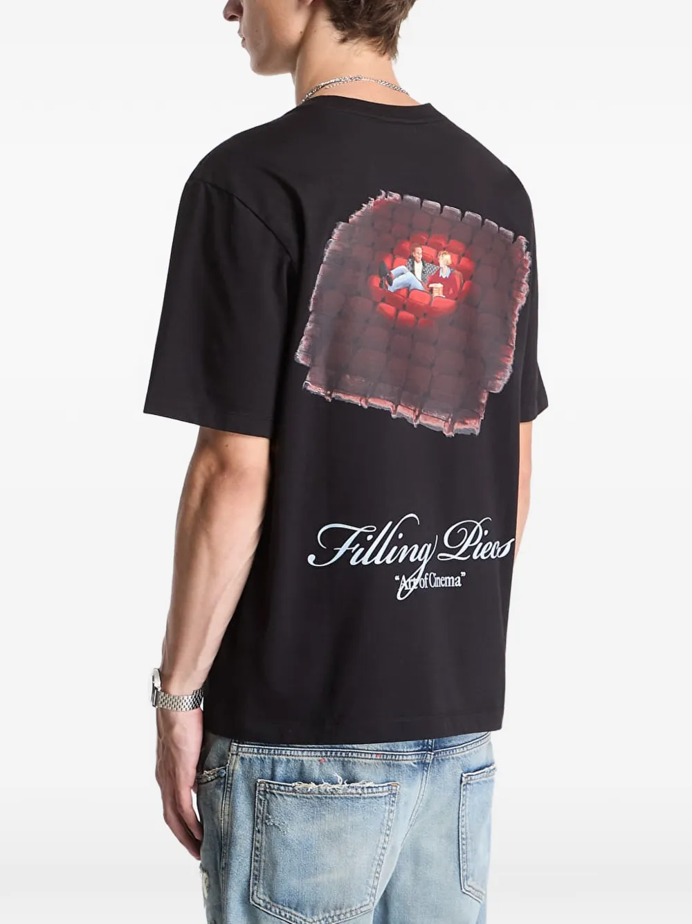 Filling Pieces Cinema T-shirt met logo-print Zwart