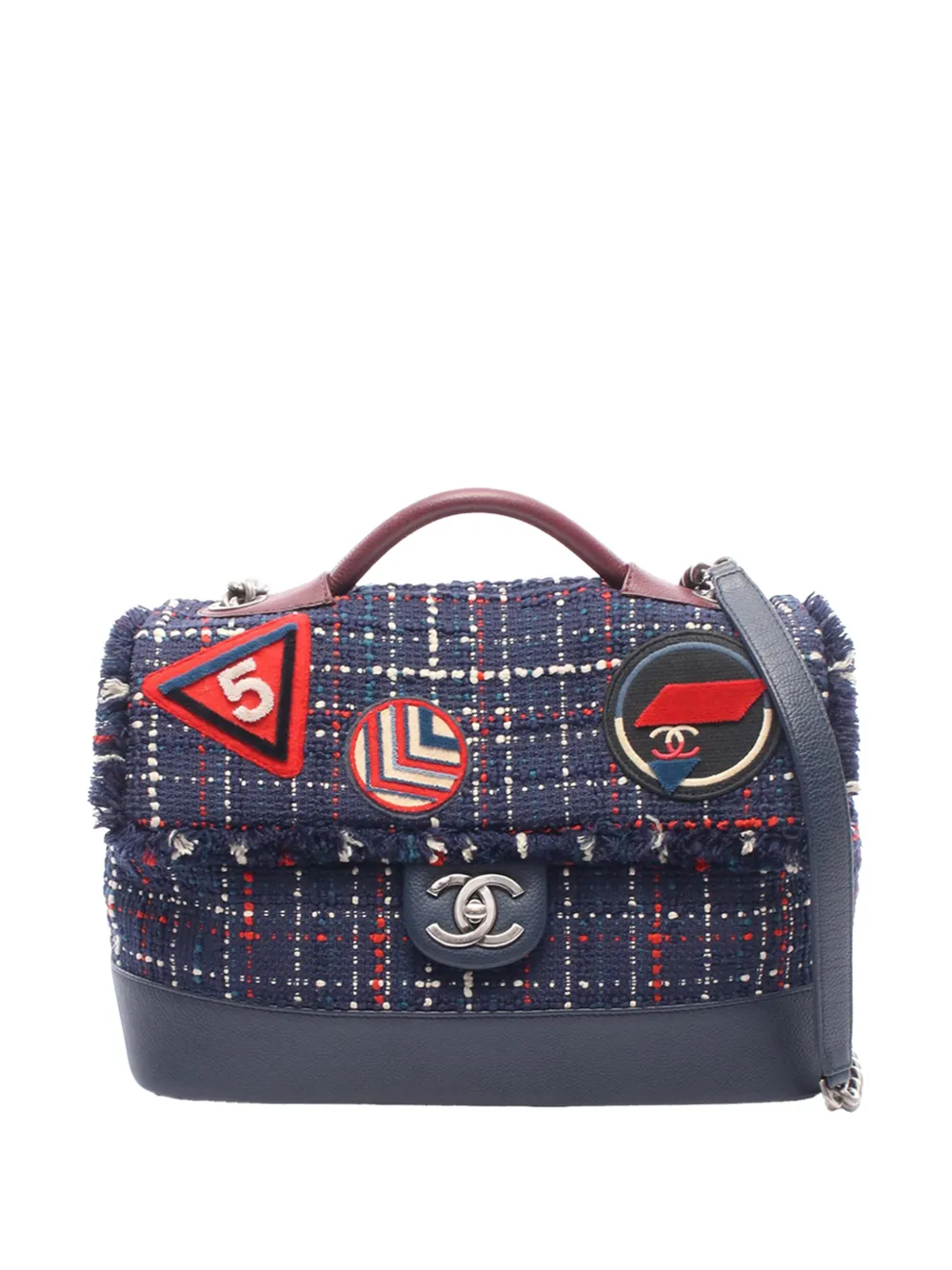 CHANEL Pre-Owned 2016-2017 Tweed Airline Single Flap shoulder bag - Blu