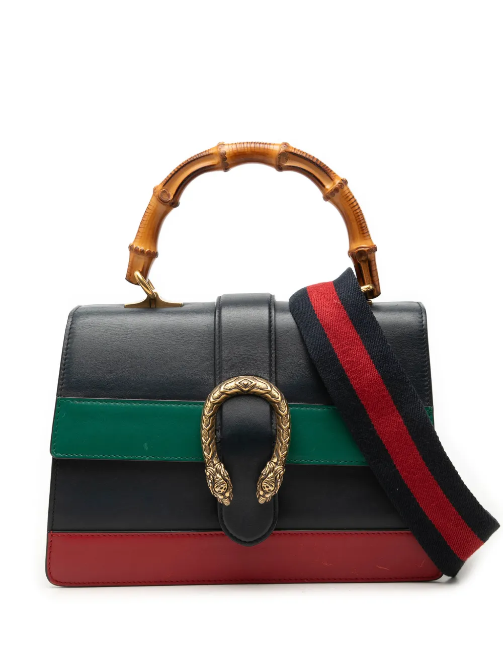 Gucci Pre-Owned 2016-2026 Medium Leather Bamboo Dionysus Web satchel - Blau