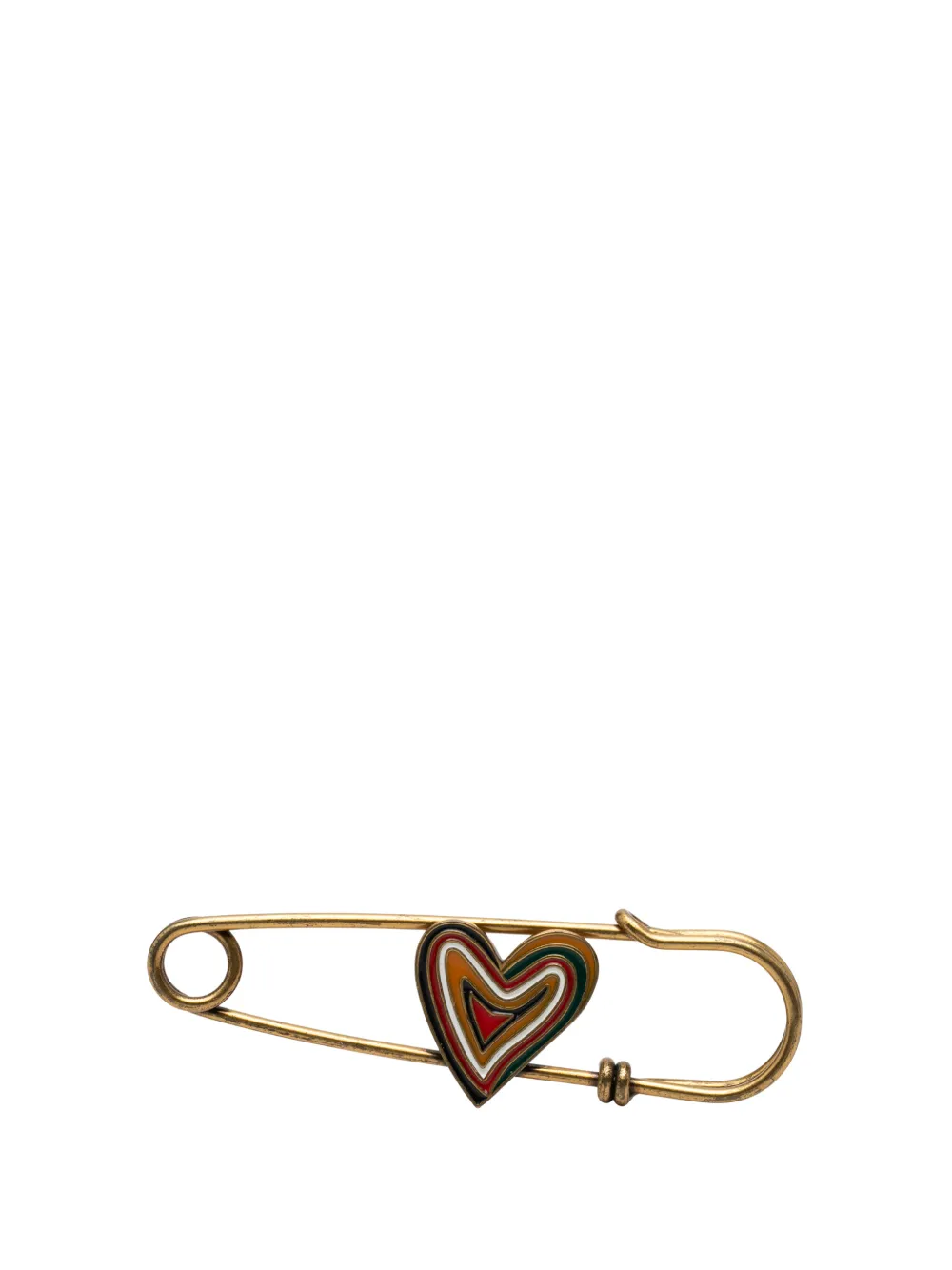 Christian Dior Pre-Owned 20th Century Gold Plated Enamel Heart Safety Pin Brooch costume brooch - Oro