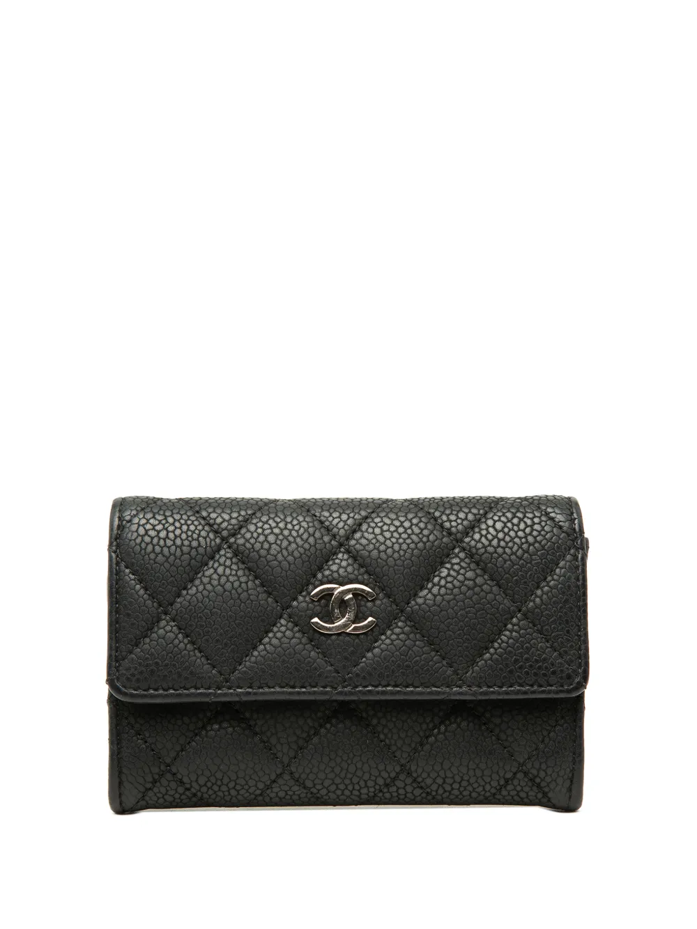 CHANEL Pre-Owned 2012-2013 CC Quilted Caviar Flap card holder - Nero
