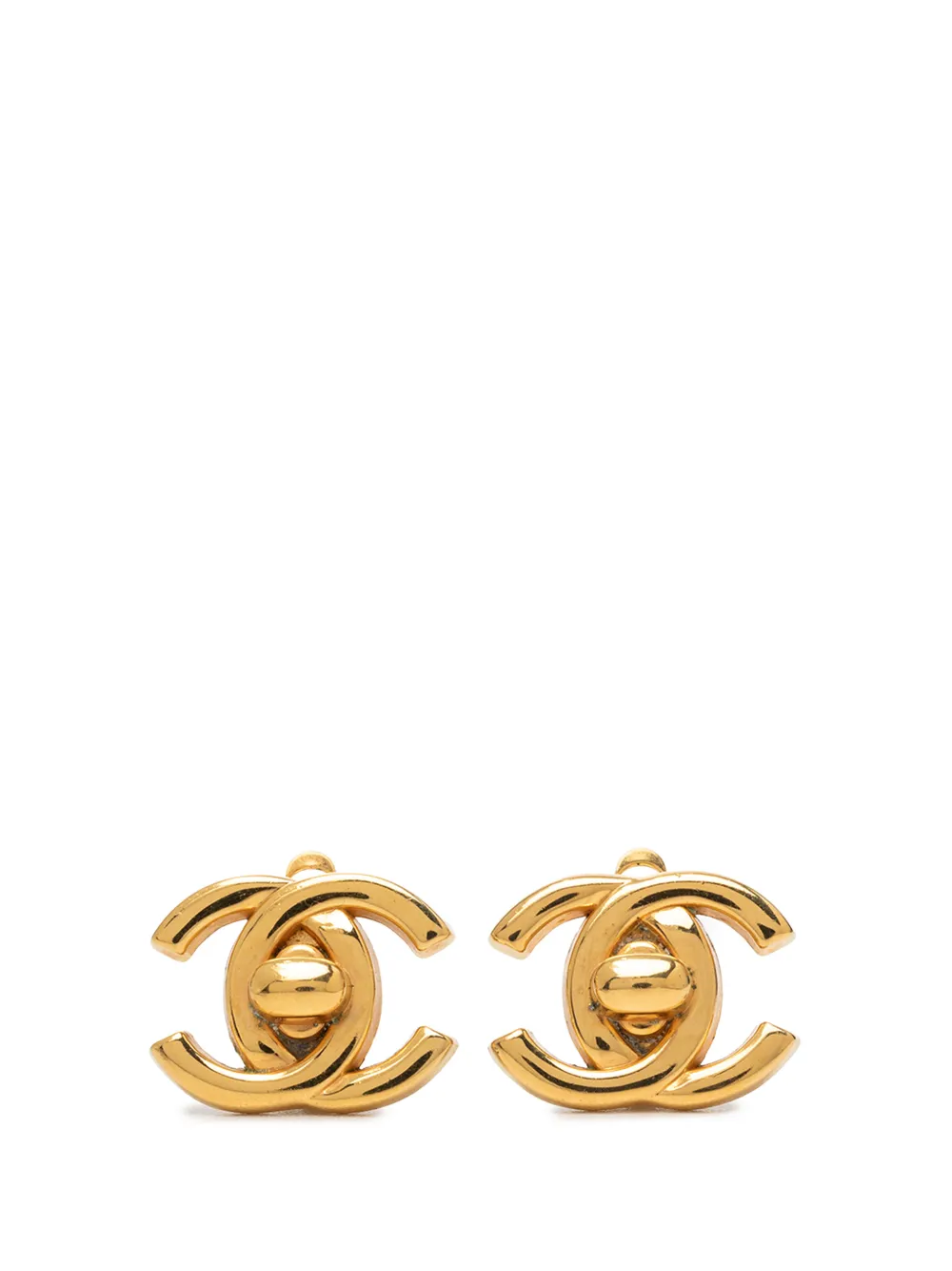 CHANEL Pre-Owned 1996 CC Gold Plated Turn Lock Clip On Earrings costume earrings - Oro